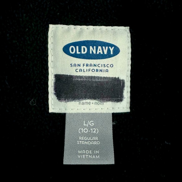 Old Navy Hooded Winter Coat Full Zip/Velcro Size L (10-12) Black/White Speckled - Picture 4 of 6